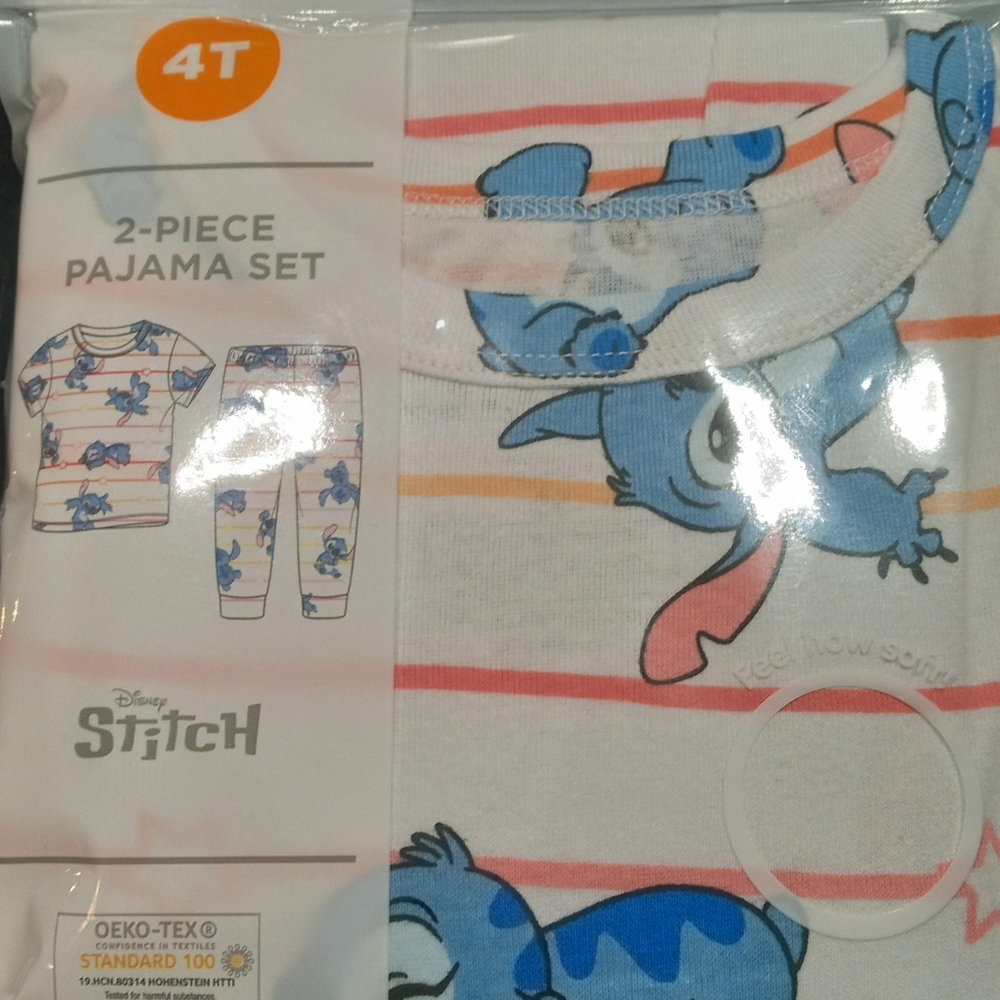 3 pair 2 piece Size 4T short sleeve pajamas. 1 Milo and Stitch, 2 Wonder Nation